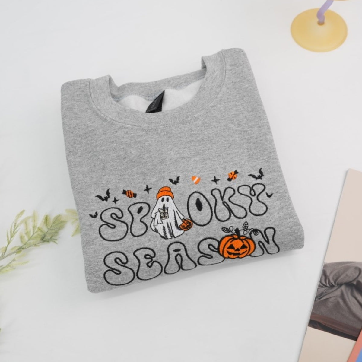 Spooky Season Custom Embroidered Sweatshirt - Halloween Hoodie Personalized Fall Gift