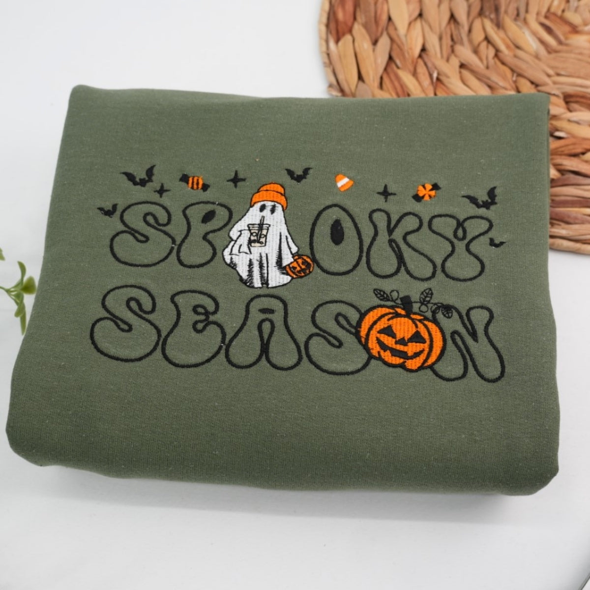 Spooky Season Custom Embroidered Sweatshirt - Halloween Hoodie Personalized Fall Gift