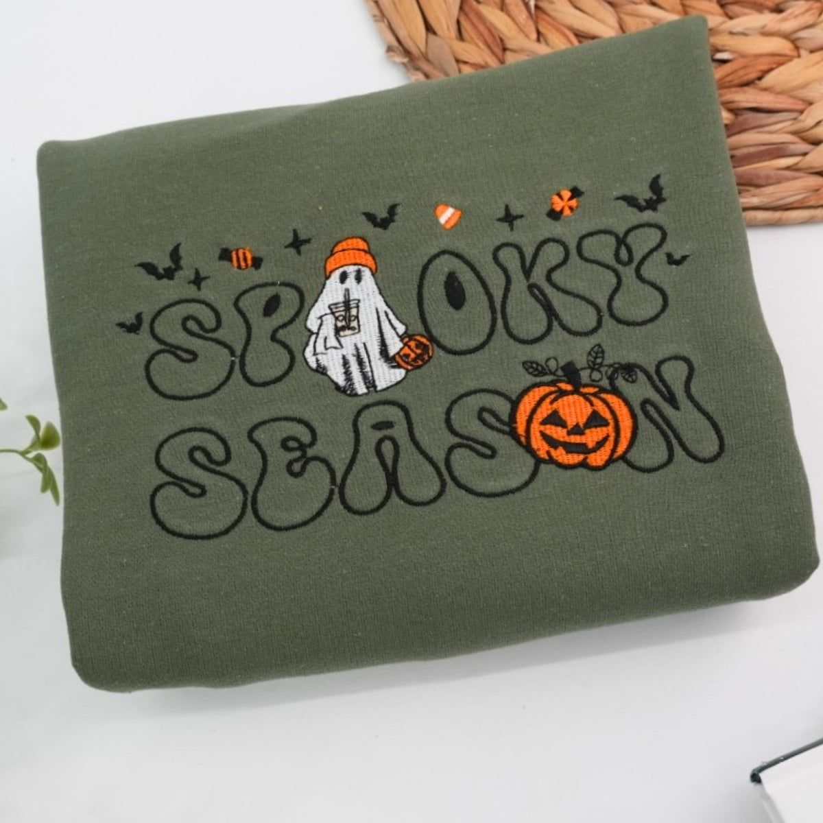 Spooky Season Custom Embroidered Sweatshirt - Halloween Hoodie Personalized Fall Gift
