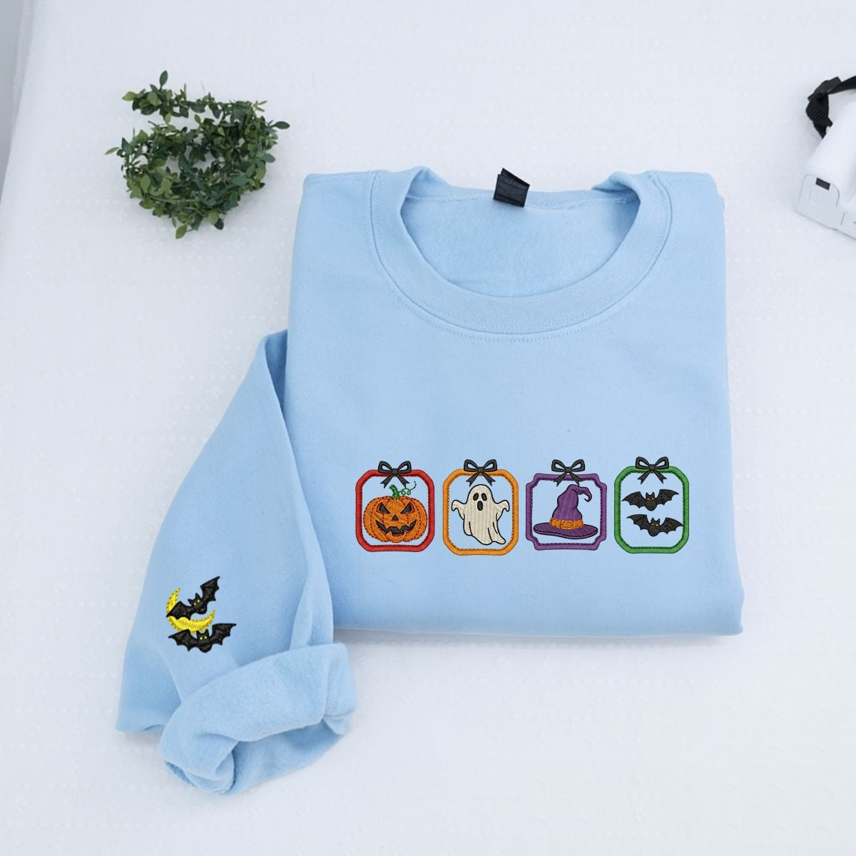 Spooky Season Custom Embroidered Hoodie - Cute Halloween Sweatshirt Personalized Gift