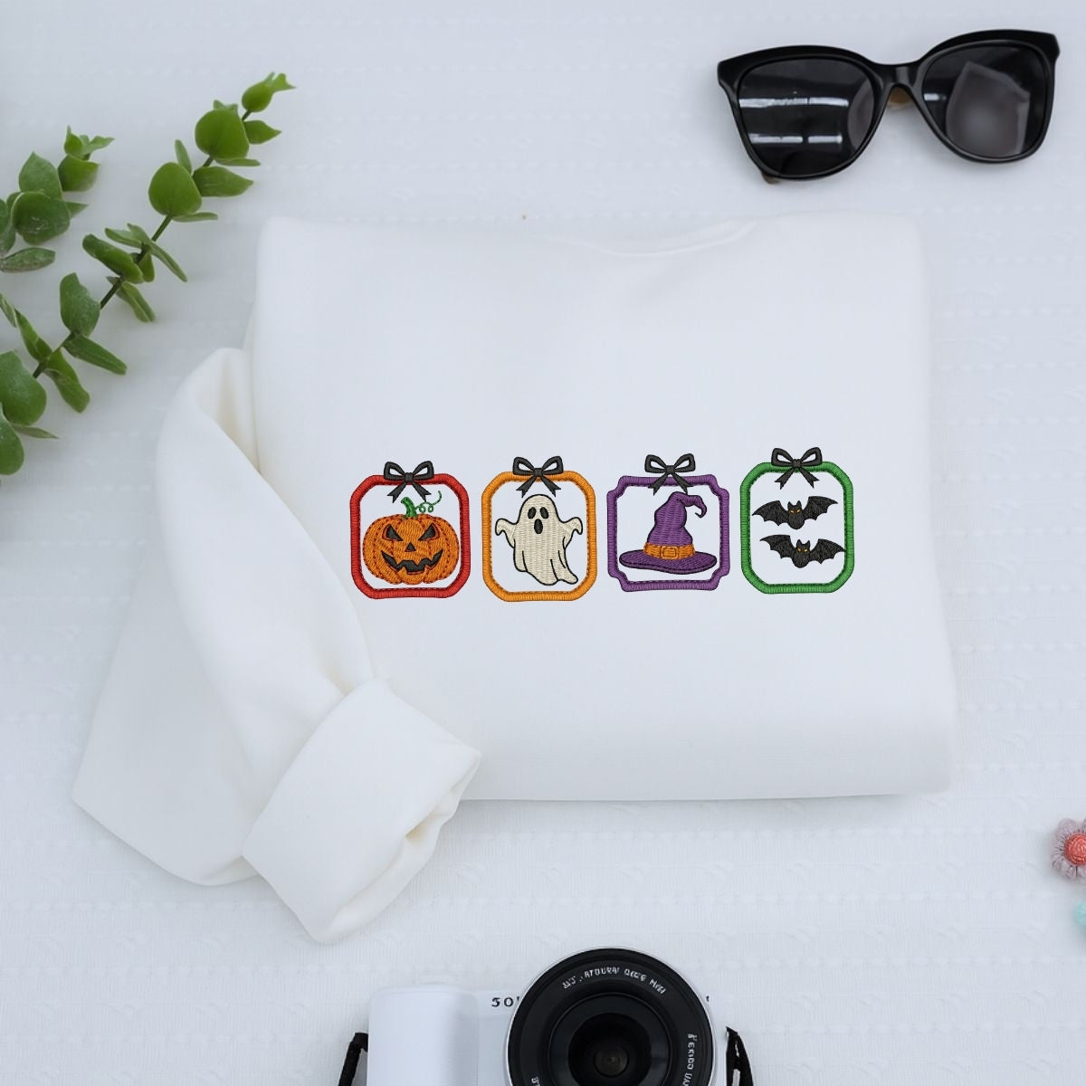 Spooky Season Custom Embroidered Hoodie - Cute Halloween Sweatshirt Personalized Gift