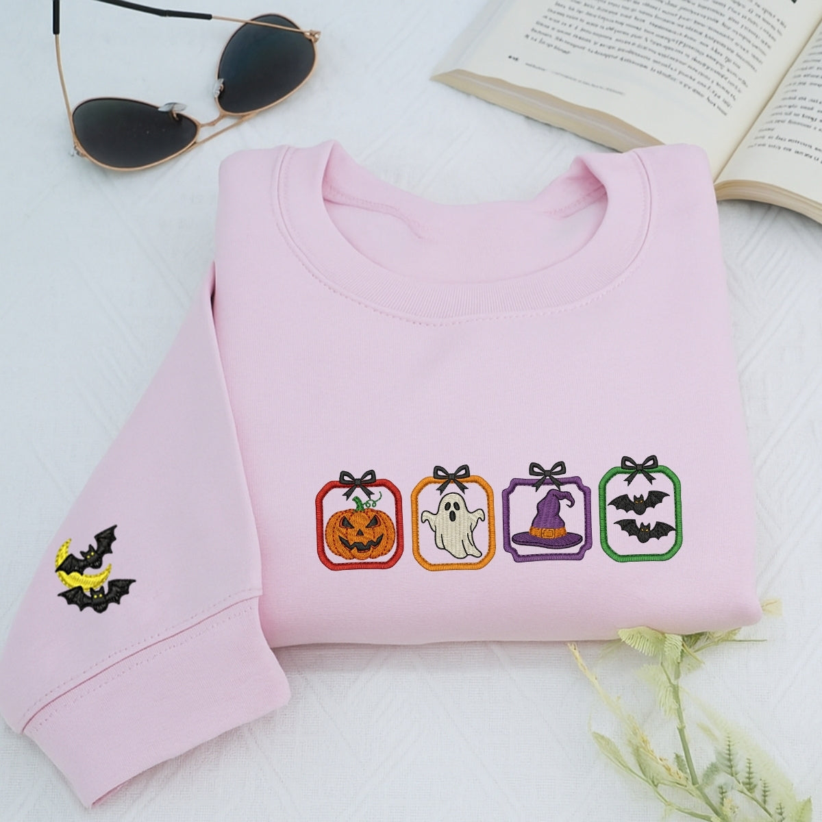 Spooky Season Custom Embroidered Hoodie - Cute Halloween Sweatshirt Personalized Gift
