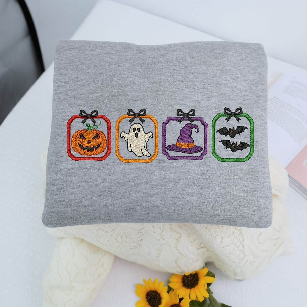 Spooky Season Custom Embroidered Hoodie - Cute Halloween Sweatshirt Personalized Gift