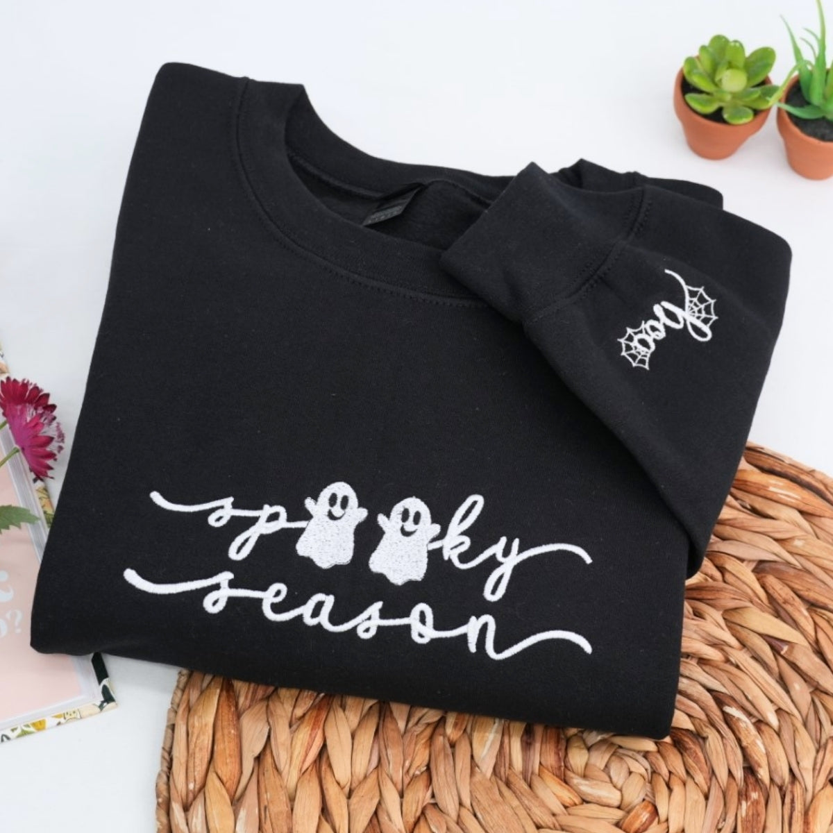 Spooky Season Custom Embroidered Sweatshirt - Halloween Fall Apparel Personalized Gift