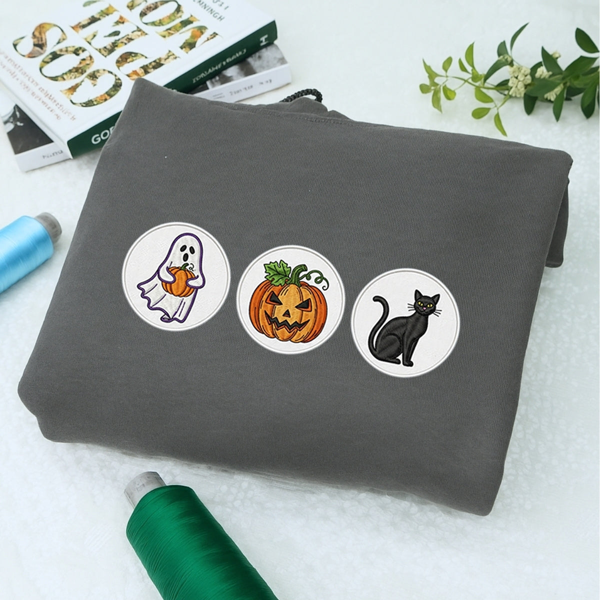 Spooky Cookie Custom Sweaters - Halloween Patch Embroidered Apparel - Perfect Cute Halloween Gift