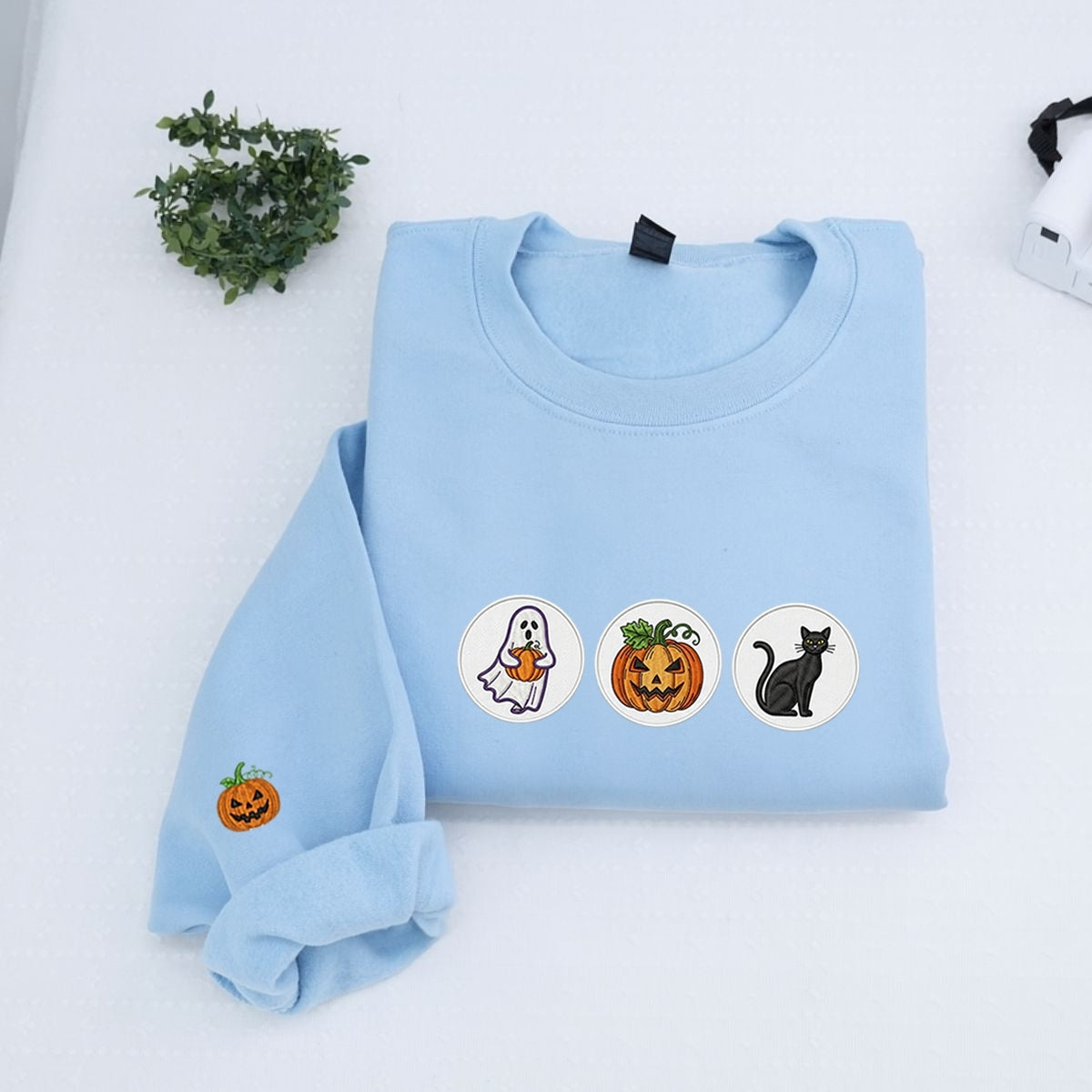 Spooky Cookie Custom Sweaters - Halloween Patch Embroidered Apparel - Perfect Cute Halloween Gift