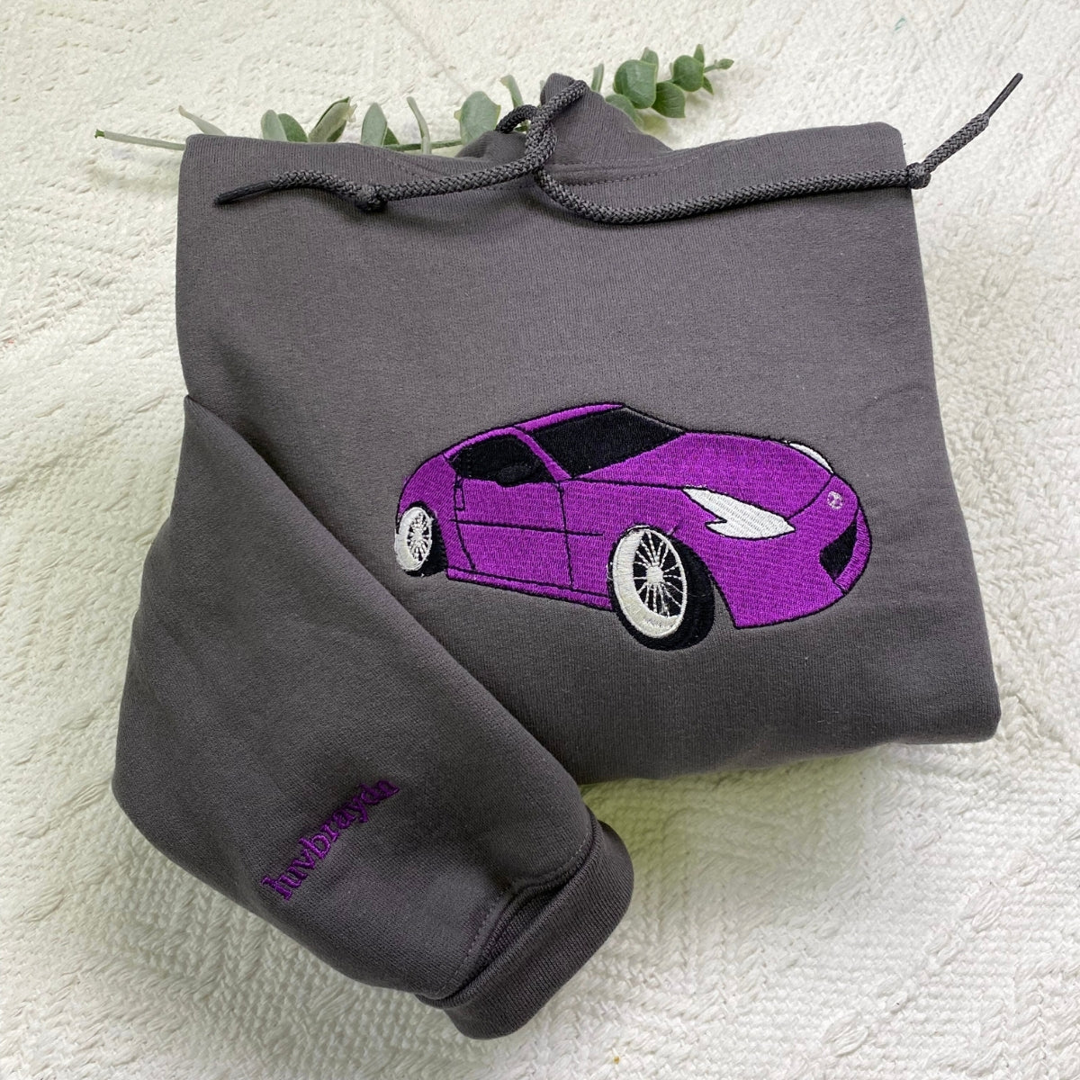 Sports Car Custom Embroidered Hoodie - Performance Vehicle Sweatshirt Personalized Car Guy Gift