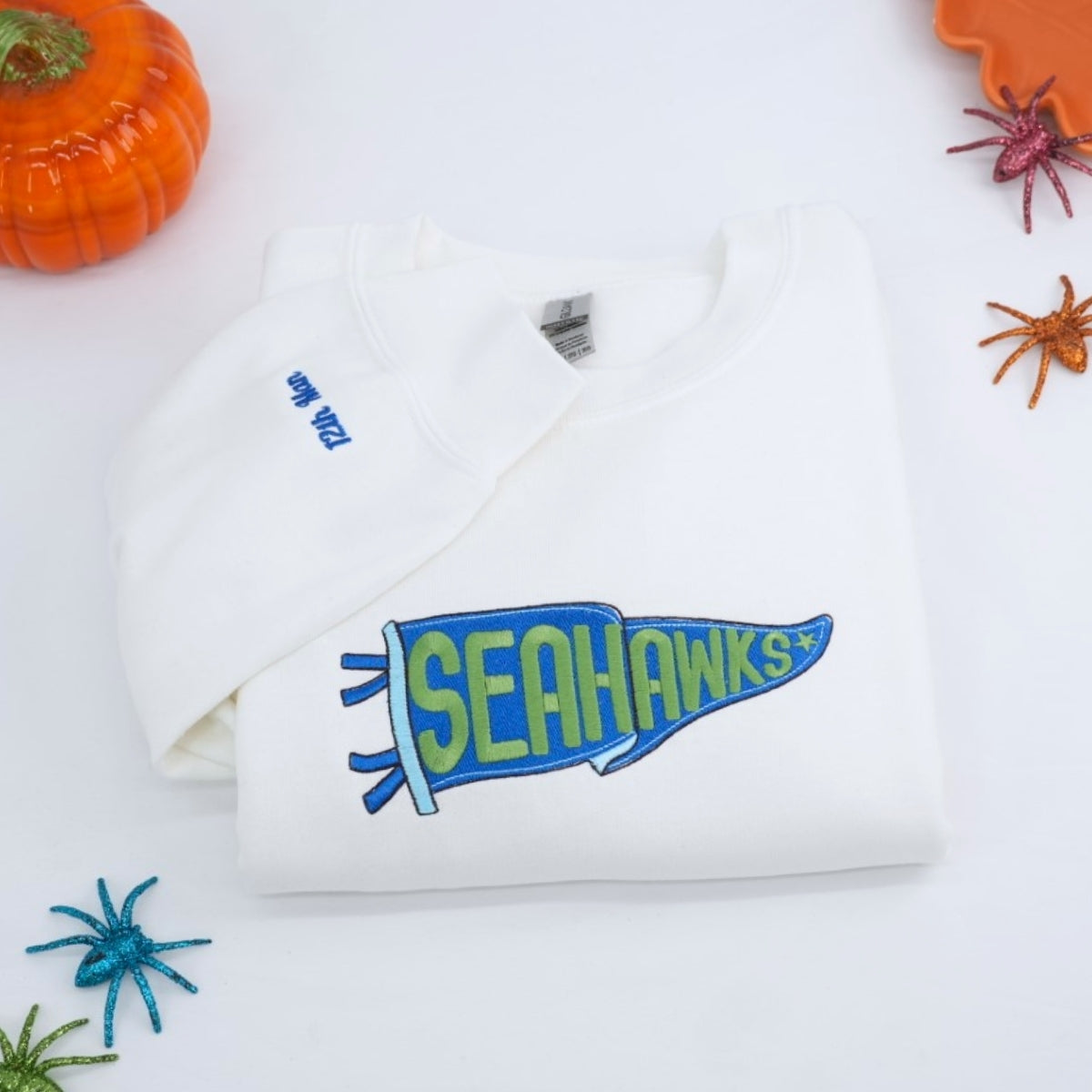 Sports Fan Custom Embroidered Hoodie - Team Pennant Sweatshirt Personalized Gift