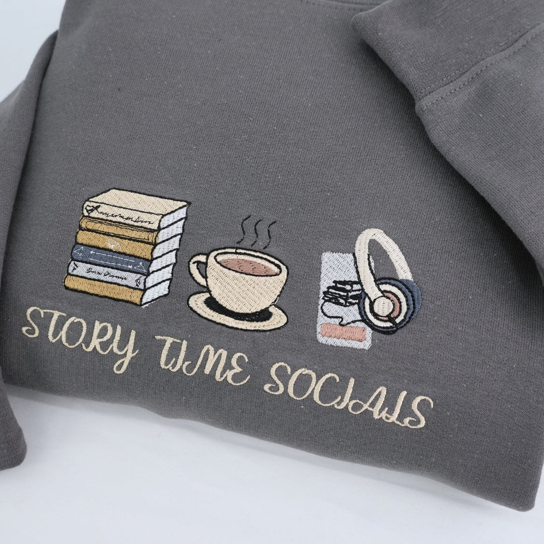 Story Time Custom Embroidered Sweatshirt - Book Lover Hoodie Personalized Reader Gift