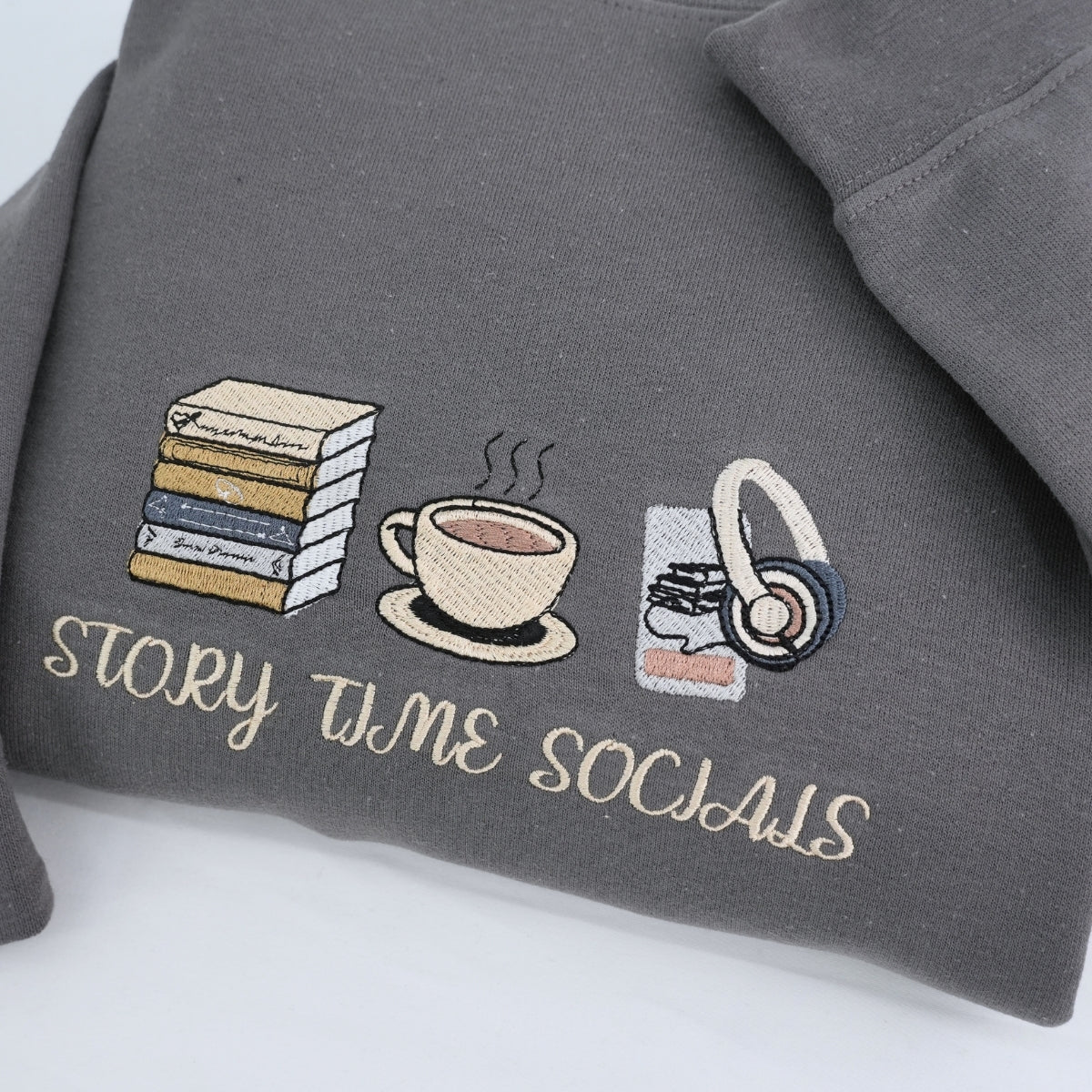 Story Time Custom Embroidered Sweatshirt - Book Lover Hoodie Personalized Reader Gift
