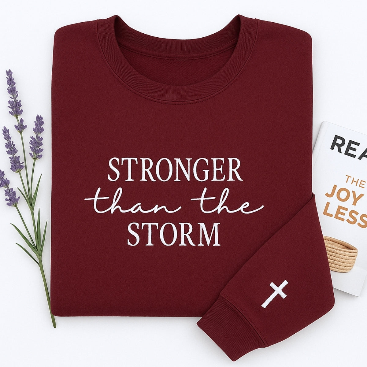 Stronger Than The Storm Custom Embroidered Hoodie - Christian Sweatshirt Personalized Faith Gift