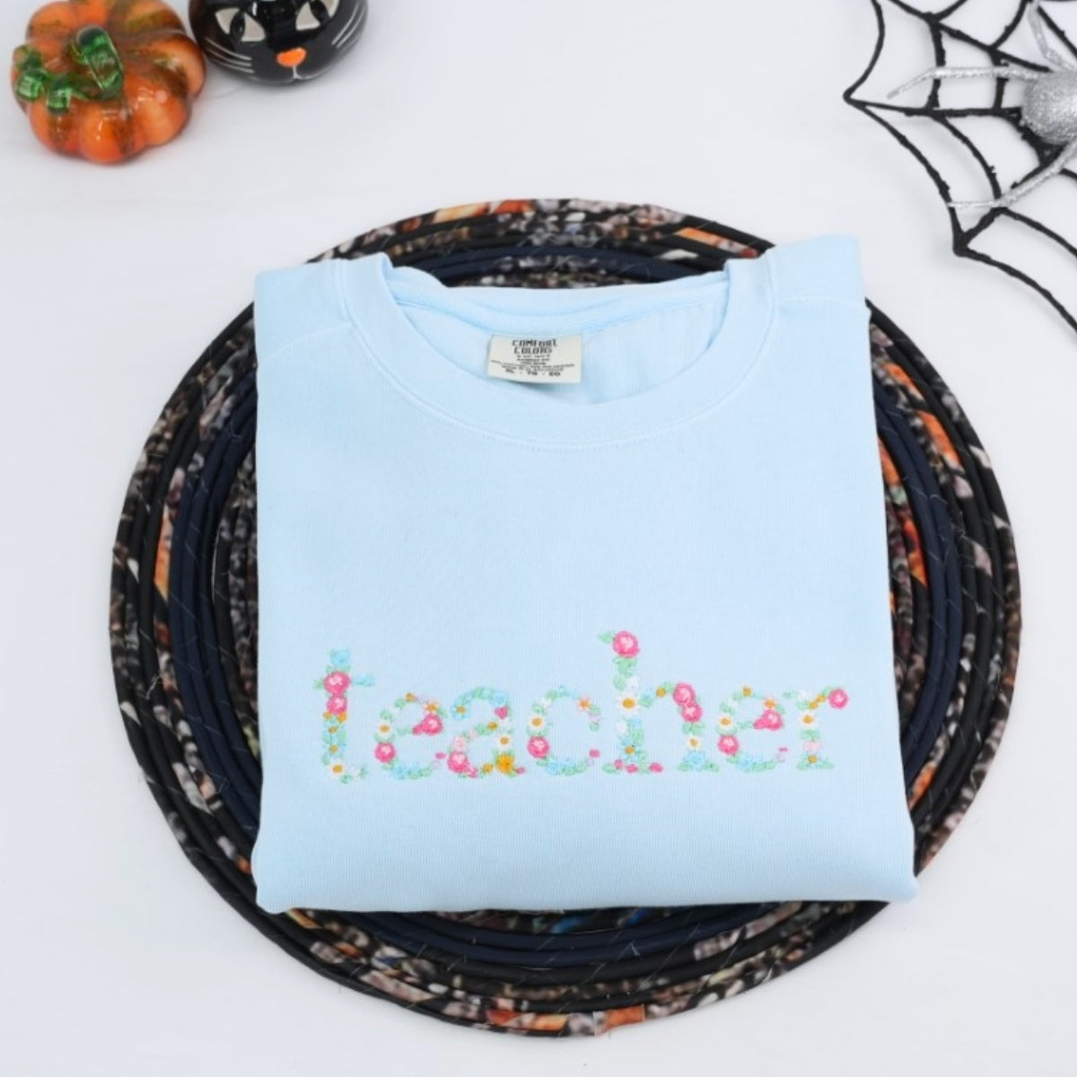 Teacher Appreciation Custom Embroidered Sweatshirt - Floral Letter Personalized Gift