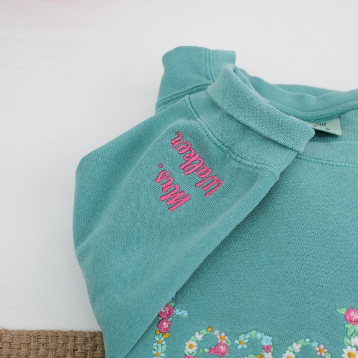 Floral Custom Embroidered Sweatshirt - Personalized Beautiful Teacher Appreciation Gift