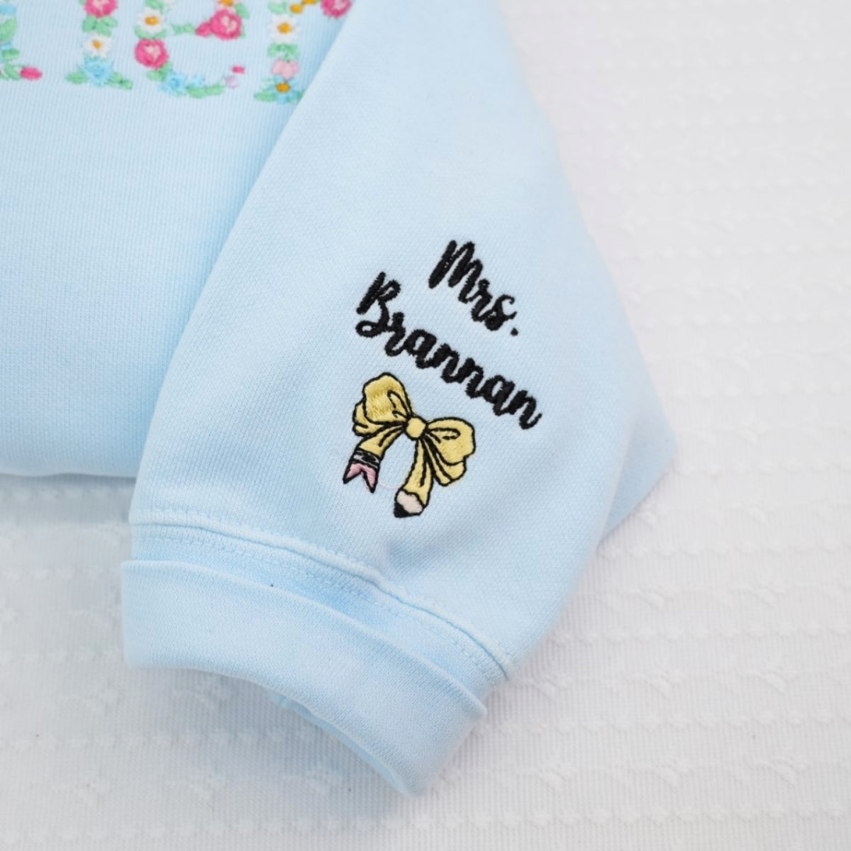 Mrs Floral Custom Embroidered Sweatshirt - Personalized Educator Appreciation Gift with Name