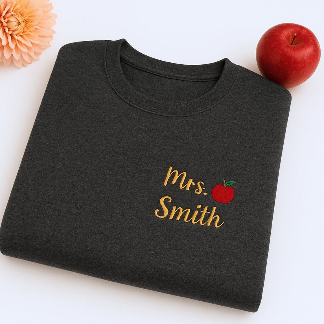 Mrs Apple Custom Embroidered Sweatshirt - Personalized Teacher Appreciation Gift