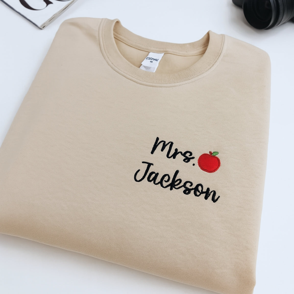 Mrs Apple Custom Embroidered Sweatshirt - Personalized Teacher Appreciation Gift