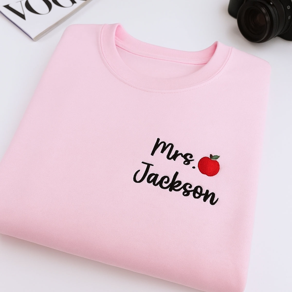 Mrs Apple Custom Embroidered Sweatshirt - Personalized Teacher Appreciation Gift
