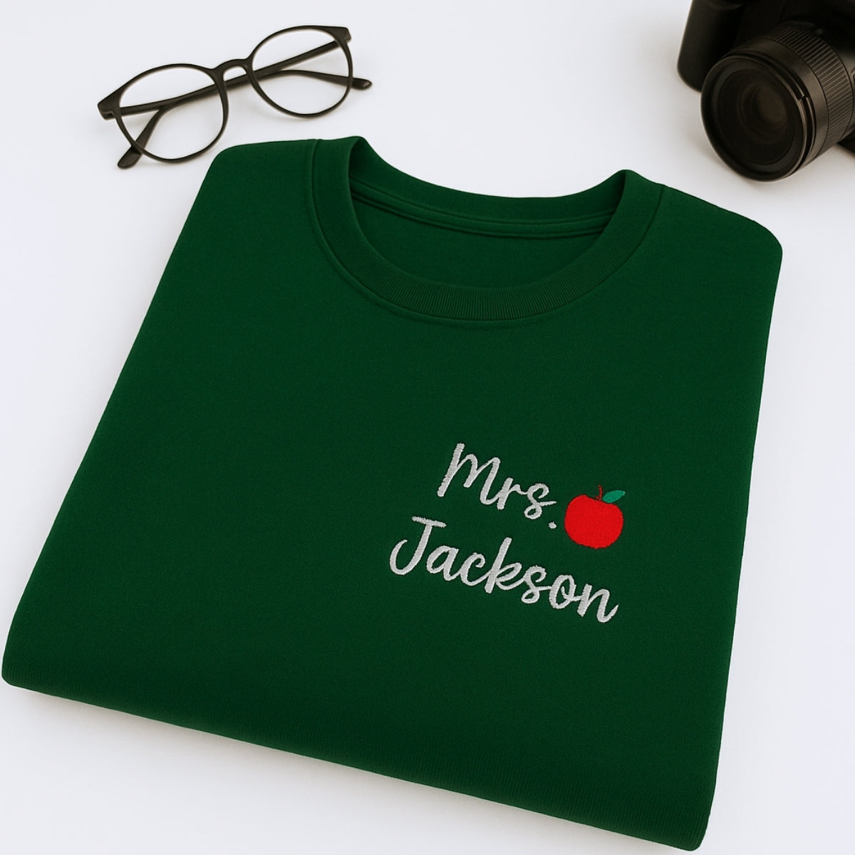 Mrs Apple Custom Embroidered Sweatshirt - Personalized Teacher Appreciation Gift