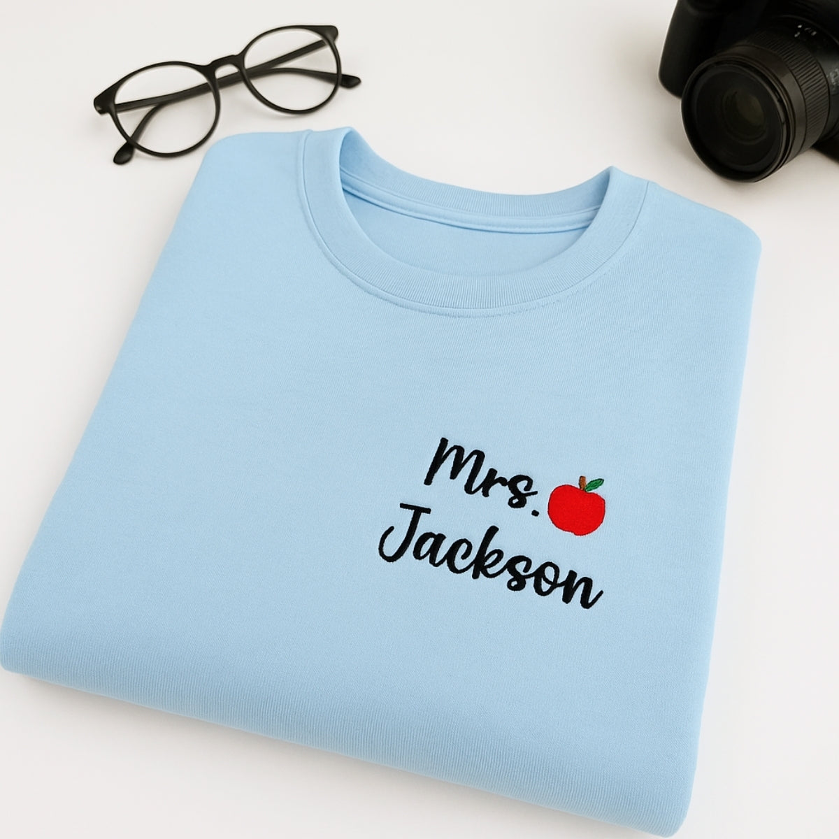 Mrs Apple Custom Embroidered Sweatshirt - Personalized Teacher Appreciation Gift