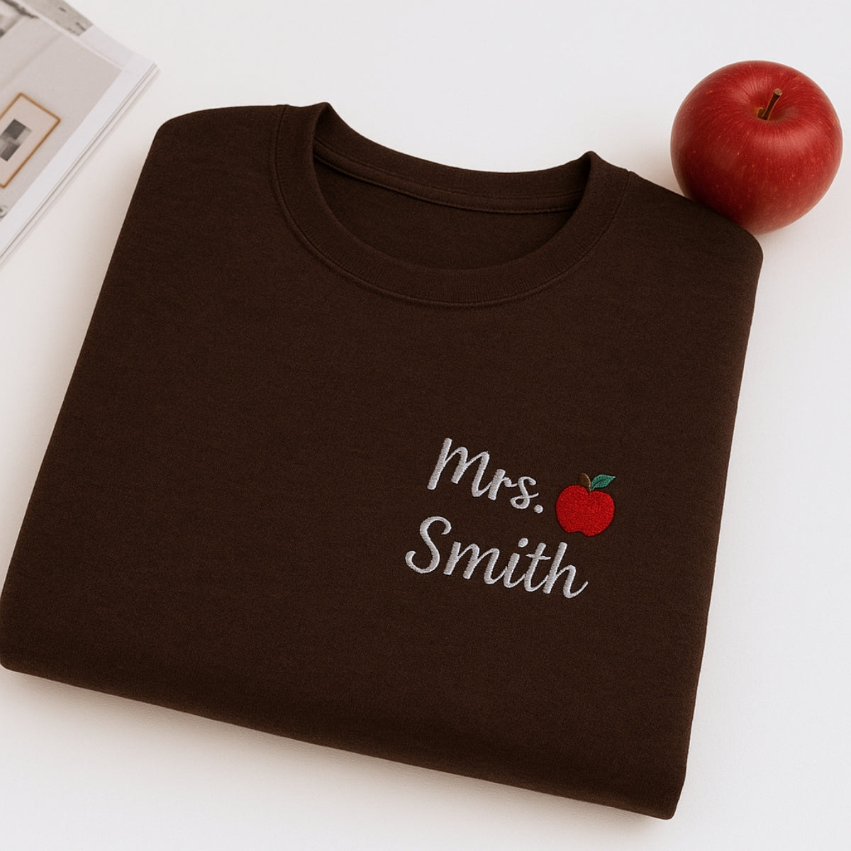 Mrs Apple Custom Embroidered Sweatshirt - Personalized Teacher Appreciation Gift