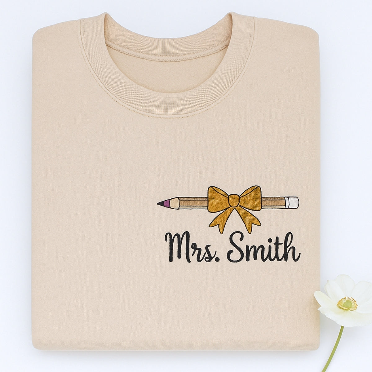 Mrs Custom Embroidered Sweatshirt - Personalized Teacher Appreciation Gift