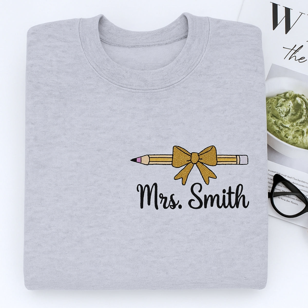 Mrs Custom Embroidered Sweatshirt - Personalized Teacher Appreciation Gift