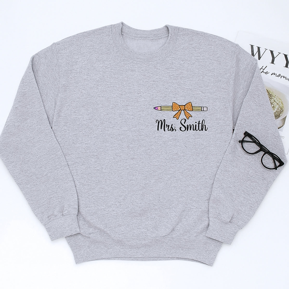 Mrs Custom Embroidered Sweatshirt - Personalized Teacher Appreciation Gift