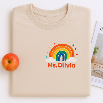Rainbow Custom Embroidered Sweatshirt - Personalized Educator Gift