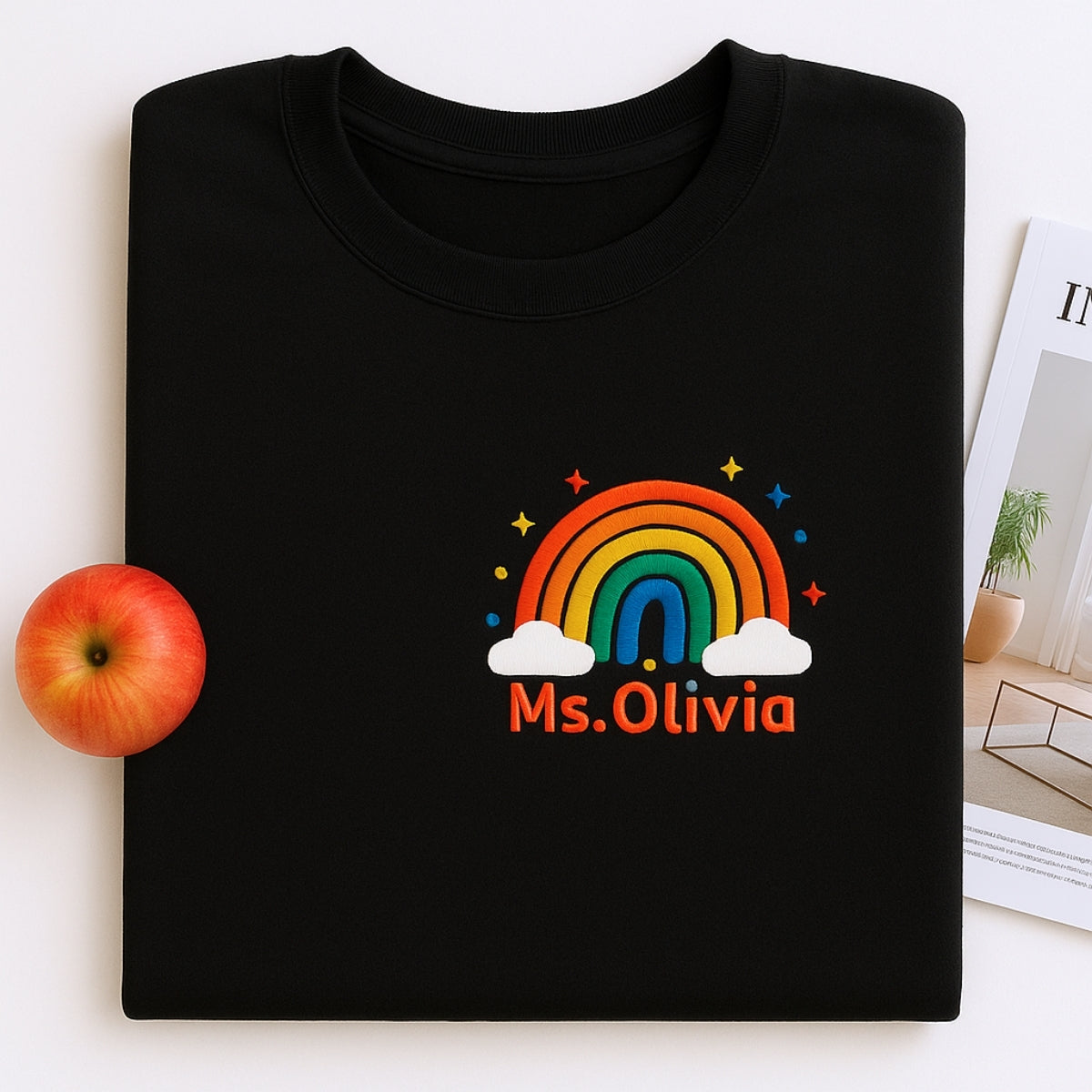Rainbow Custom Embroidered Sweatshirt - Personalized Educator Gift