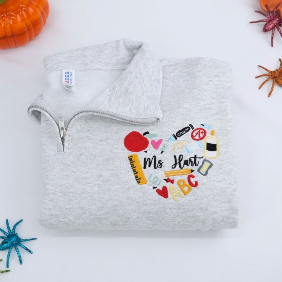 Halloween Classroom Custom Embroidered Quarter Zip - Personalized Teacher Gift