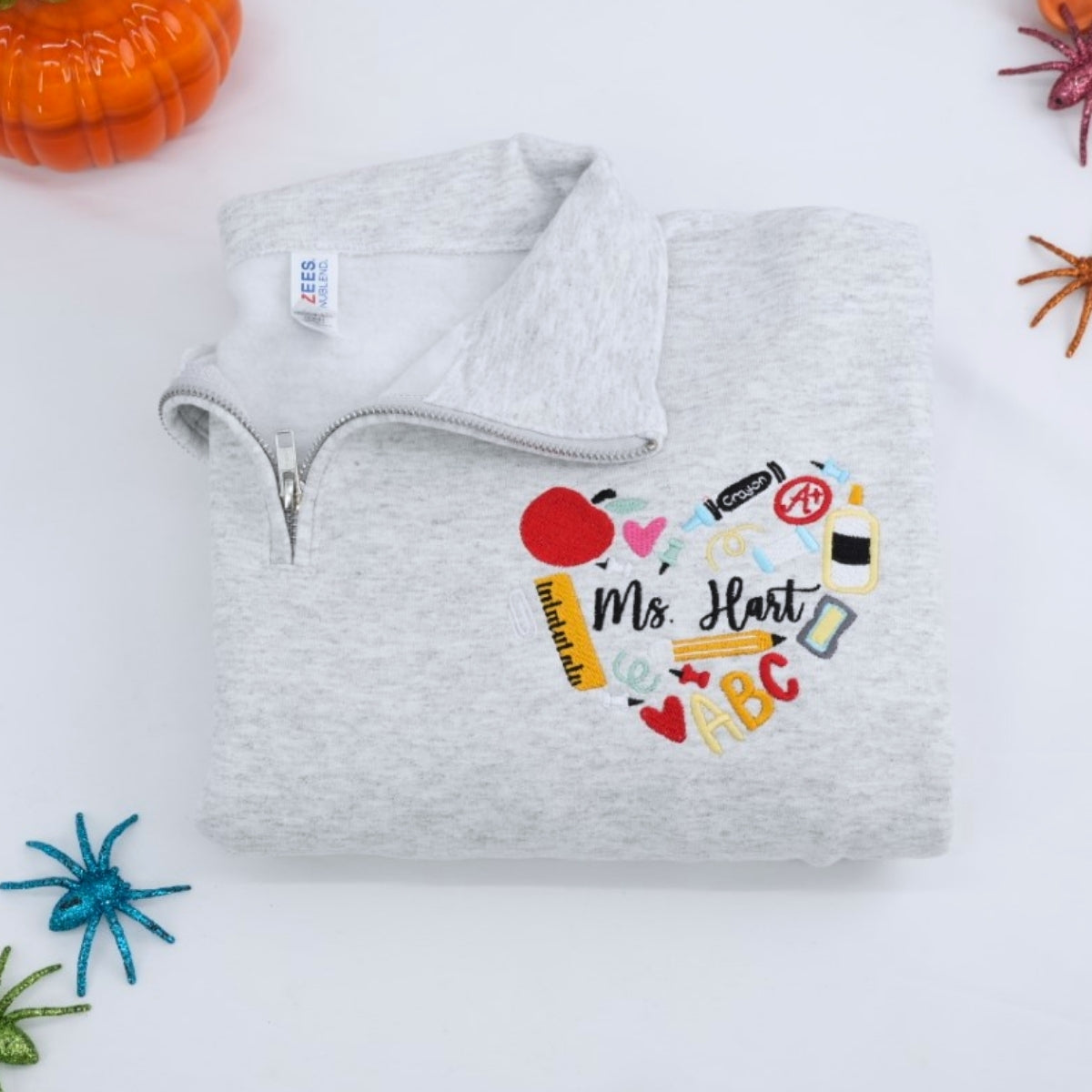 Halloween Classroom Custom Embroidered Quarter Zip - Personalized Teacher Gift