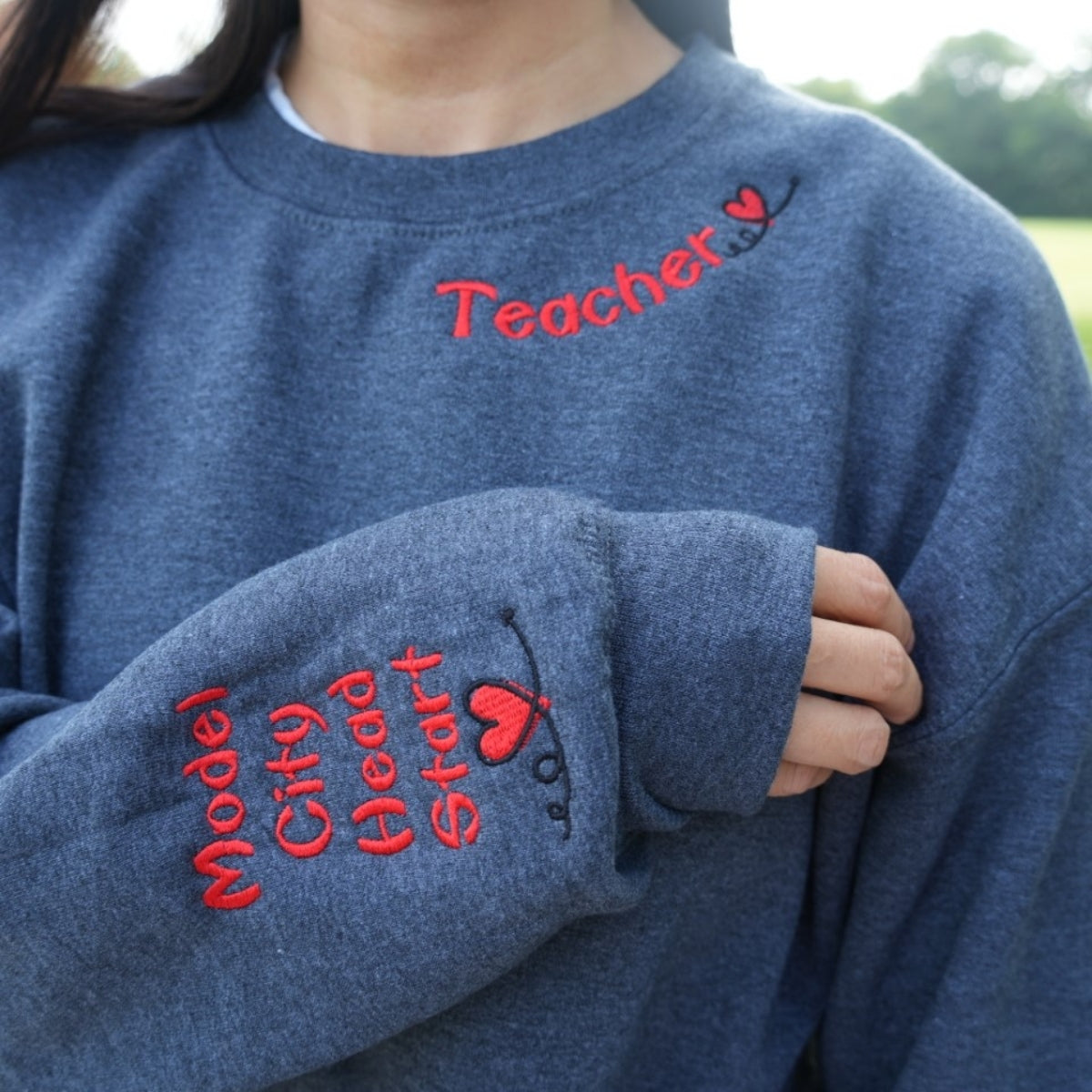 Inspire Create Repeat Custom Embroidered Sweatshirt - Personalized Educator Gift