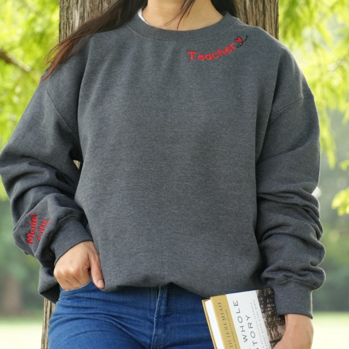 Inspire Create Repeat Custom Embroidered Sweatshirt - Personalized Educator Gift