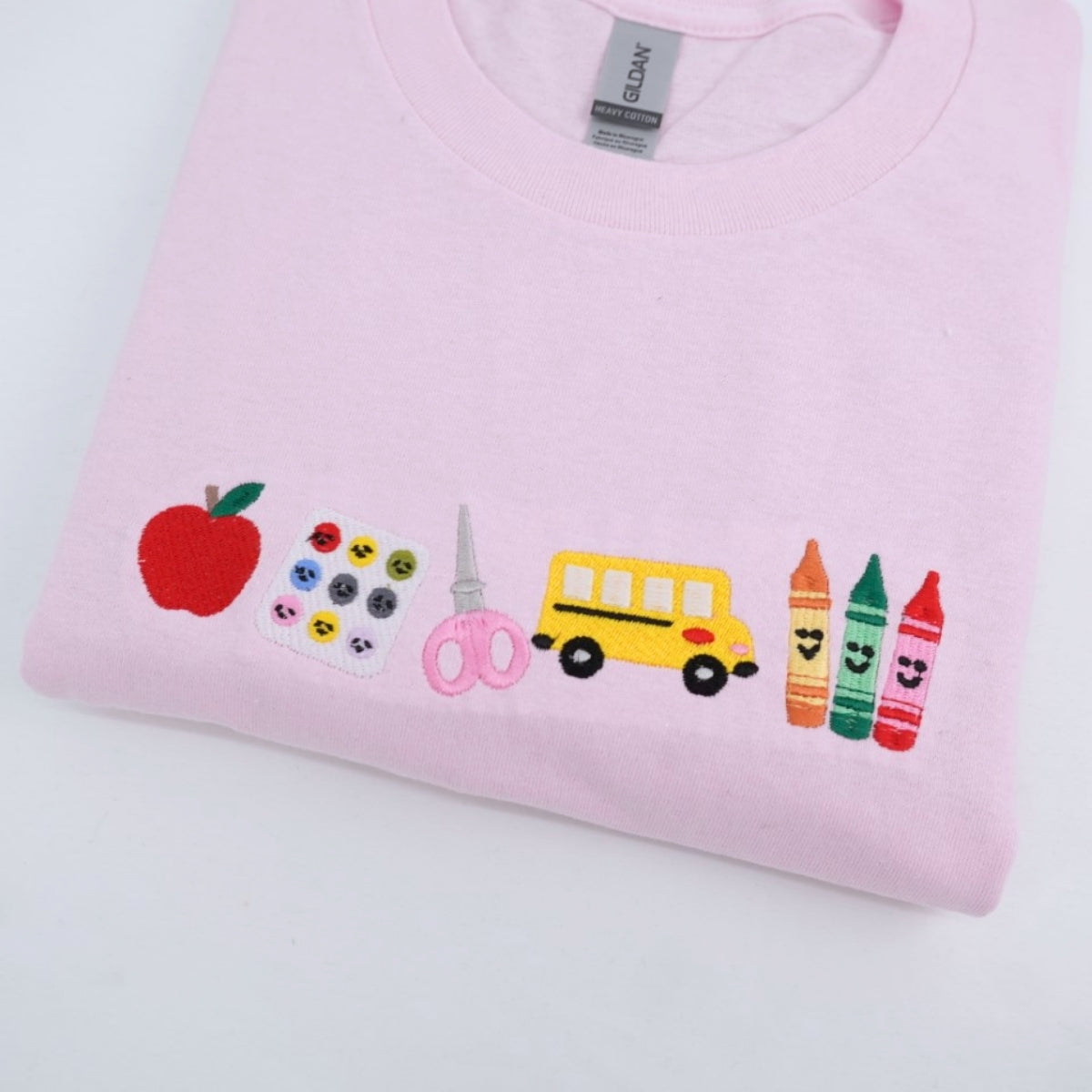 School Supply Custom Embroidered T-Shirt - Personalized Teacher Tee - Back to School Gift