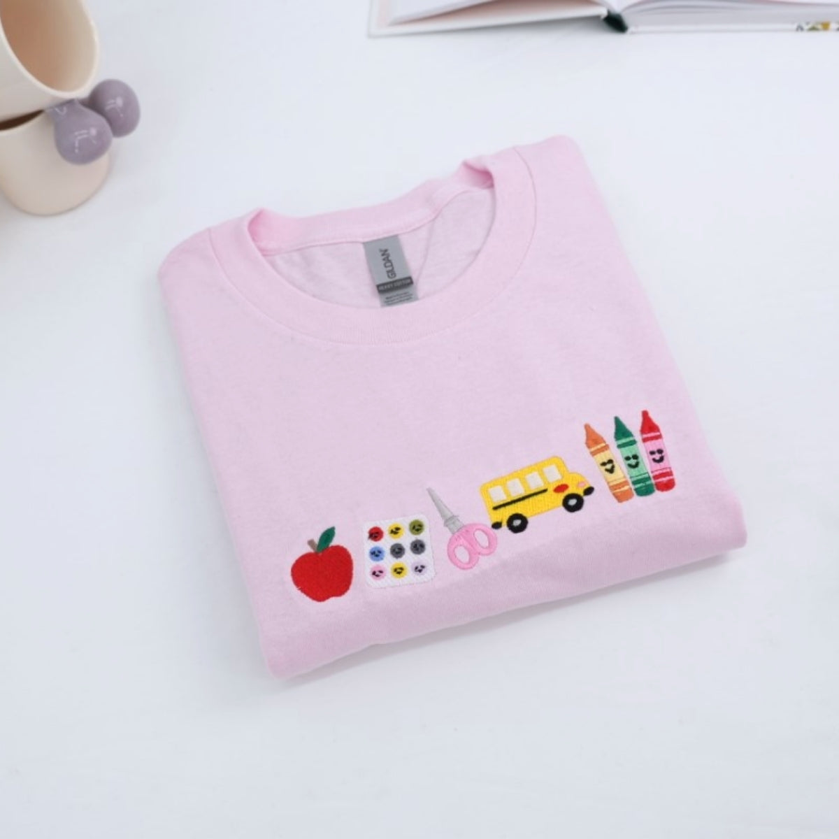School Supply Custom Embroidered T-Shirt - Personalized Teacher Tee - Back to School Gift