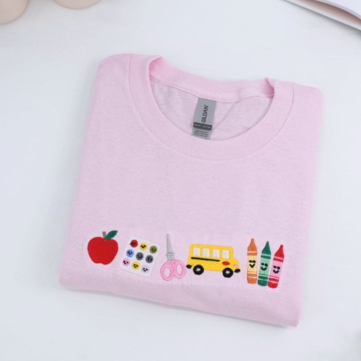 School Supply Custom Embroidered T-Shirt - Personalized Teacher Tee - Back to School Gift