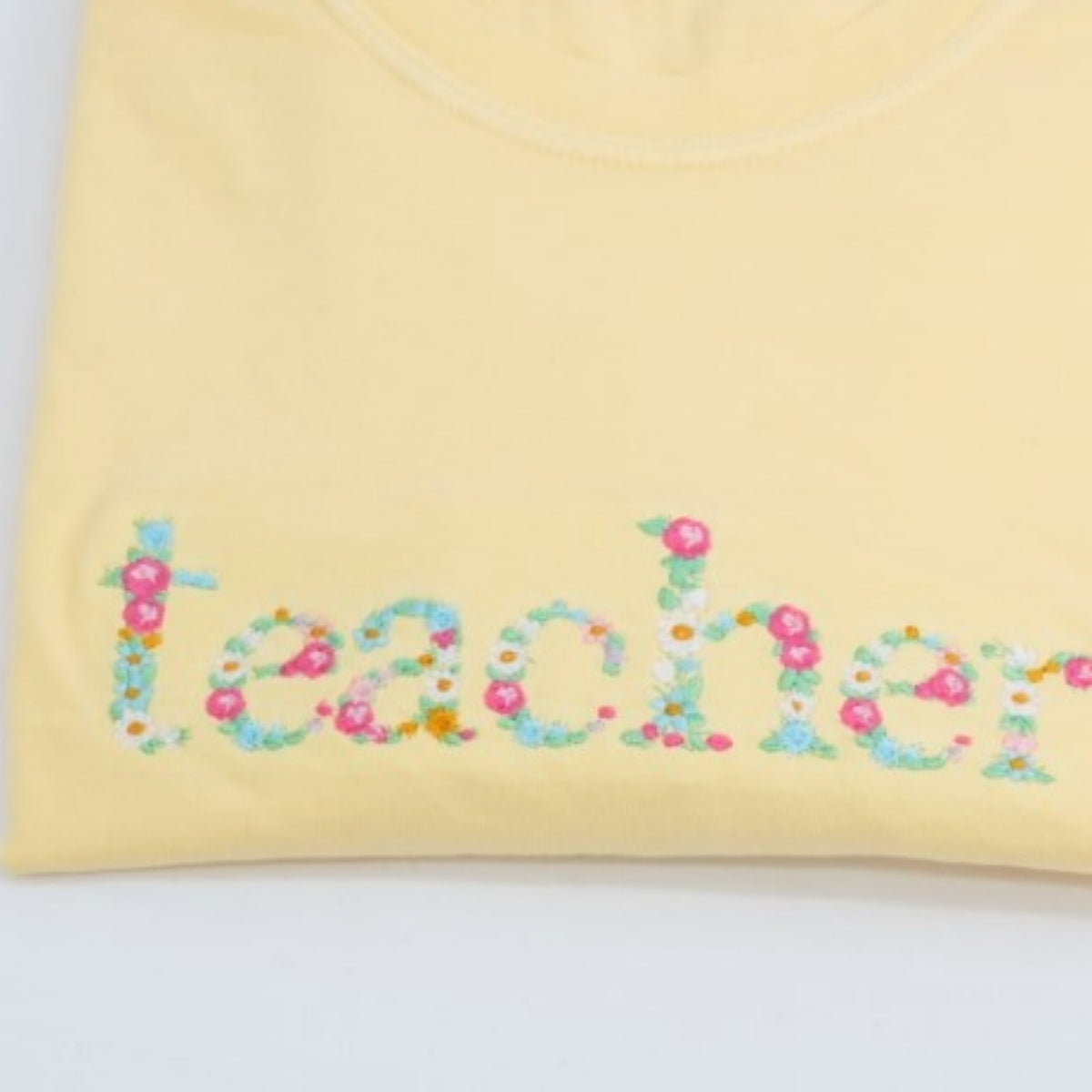Floral Custom Embroidered T-Shirt - Personalized Teacher Apparel - Teacher Appreciation Gift
