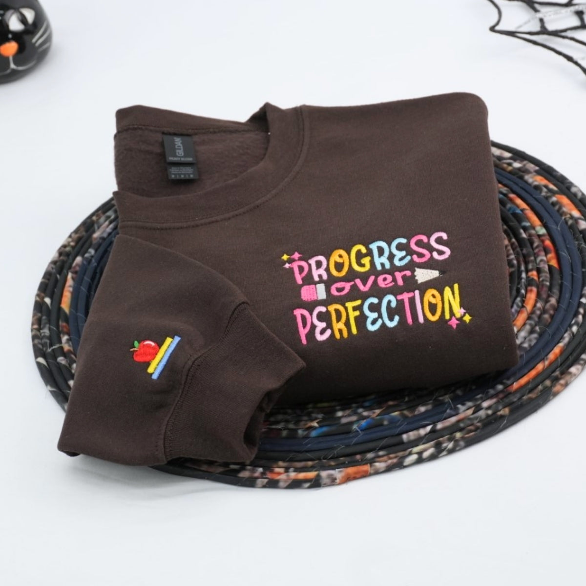 Progress Over Perfection Custom Embroidered Hoodie - Personalized Teacher Gift