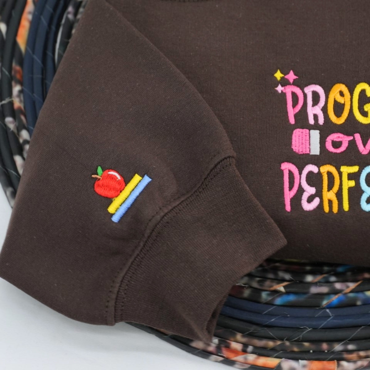 Progress Over Perfection Custom Embroidered Hoodie - Personalized Teacher Gift