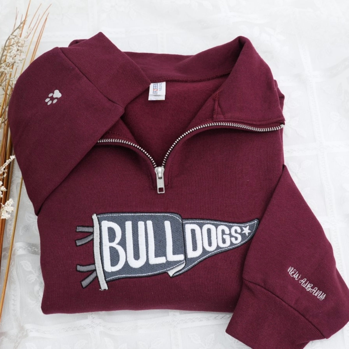 School Sports Custom Embroidered Quarter-Zip Sweatshirt - Team Spirit Fan Gift