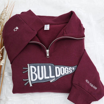 School Sports Custom Embroidered Quarter-Zip Sweatshirt - Team Spirit Fan Gift