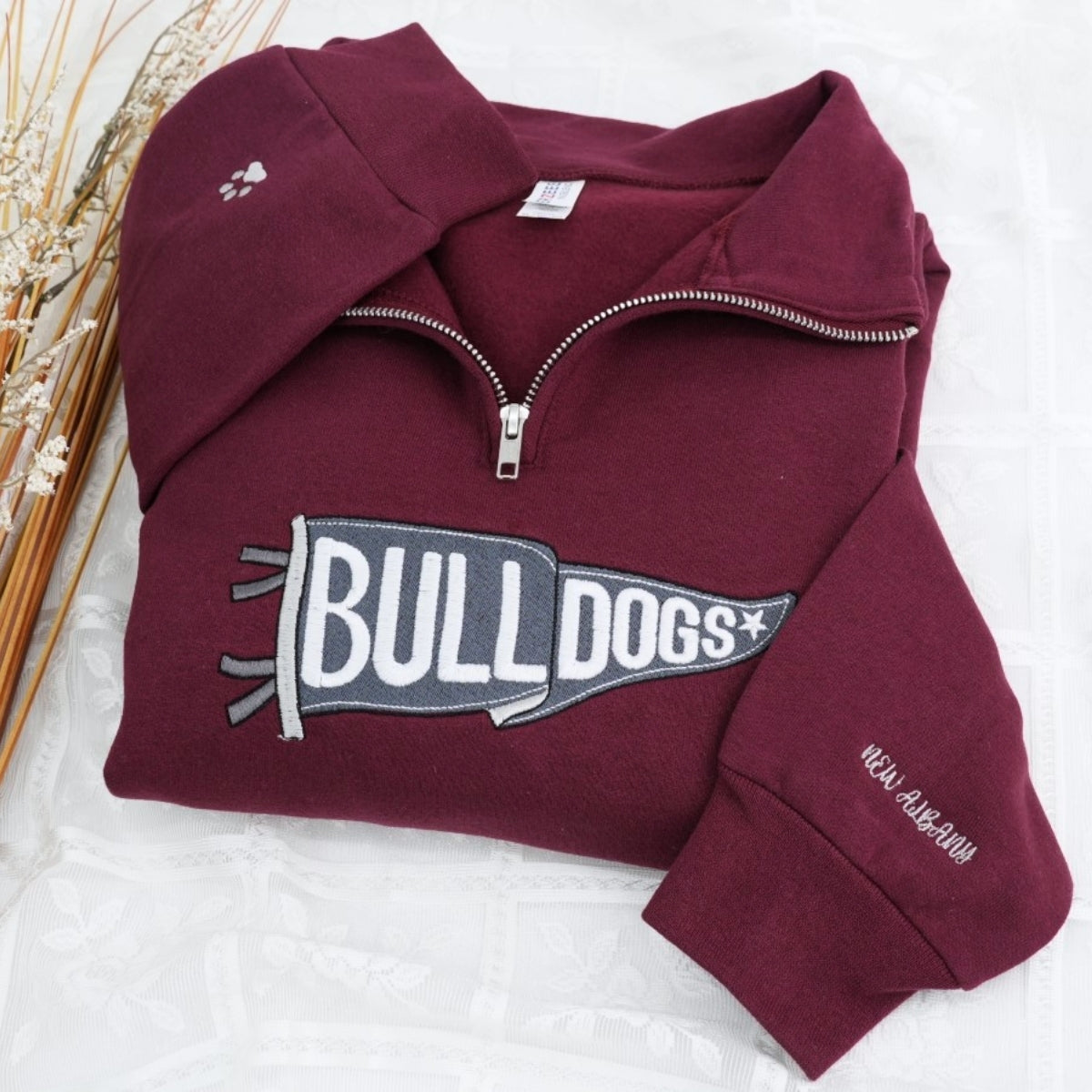 School Sports Custom Embroidered Quarter-Zip Sweatshirt - Team Spirit Fan Gift