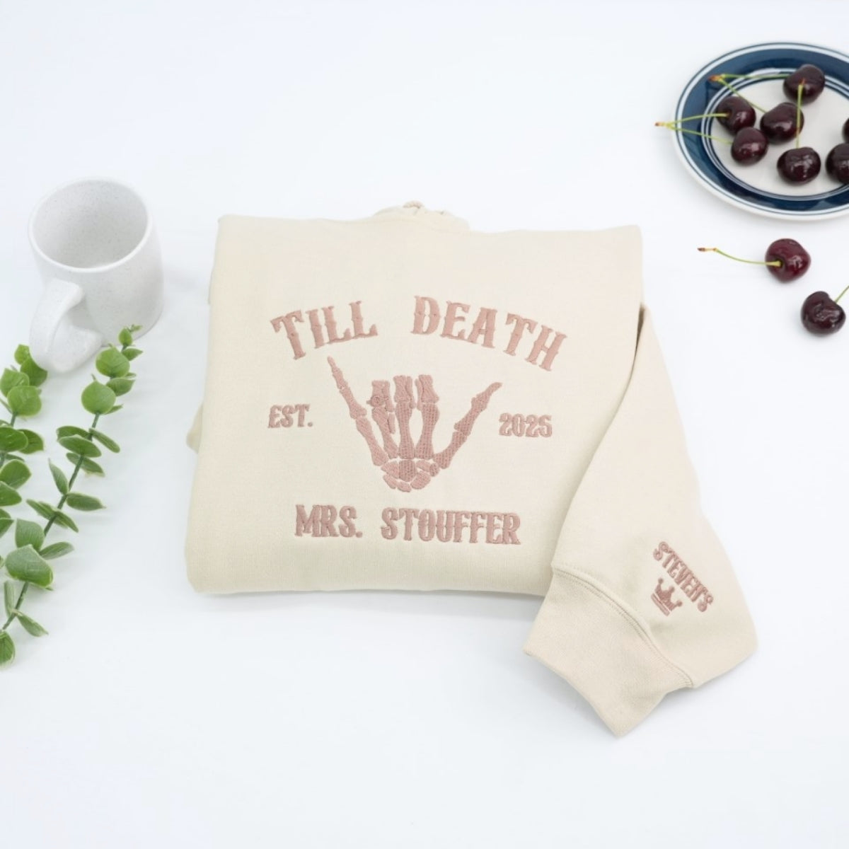 Wedding Ring Till Death Custom Couple Hoodies - Mr & Mrs Skeleton - Gothic Marriage Gift