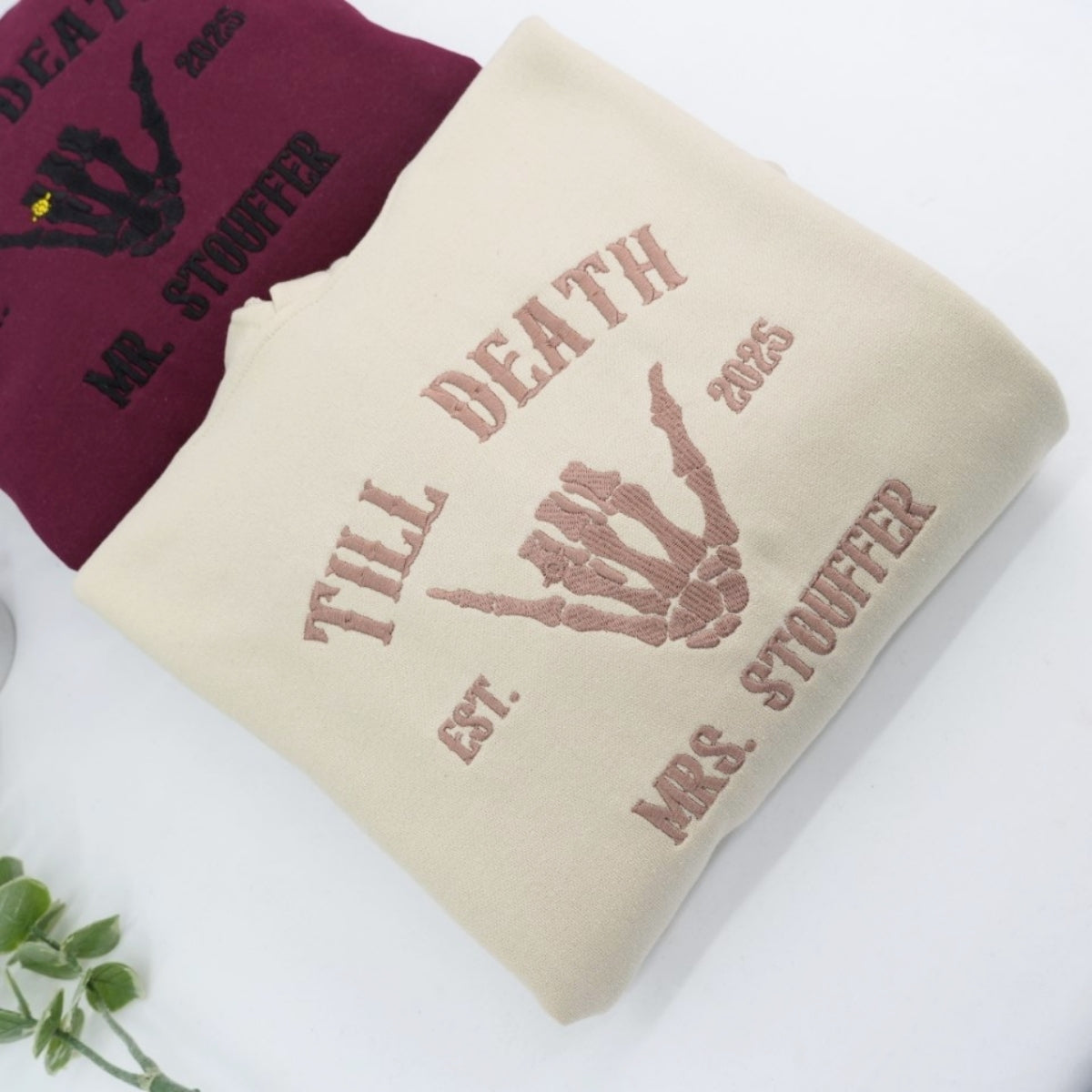 Wedding Ring Till Death Custom Couple Hoodies - Mr & Mrs Skeleton - Gothic Marriage Gift