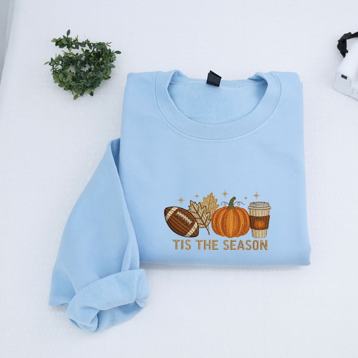Football Pumpkin Spice Custom Embroidered Hoodie - Tis The Season Fall Sweatshirt - Autumn Gift