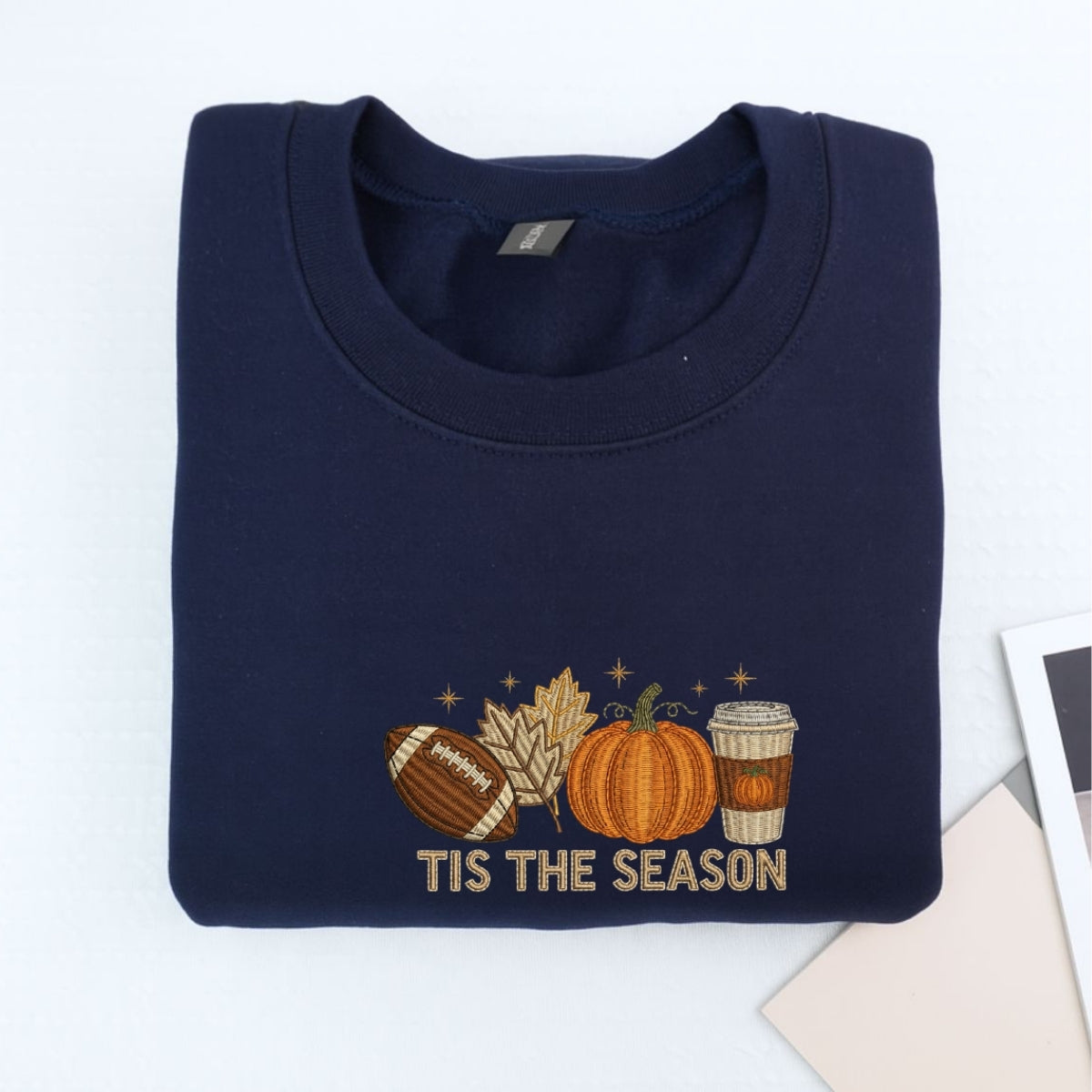 Football Pumpkin Spice Custom Embroidered Hoodie - Tis The Season Fall Sweatshirt - Autumn Gift