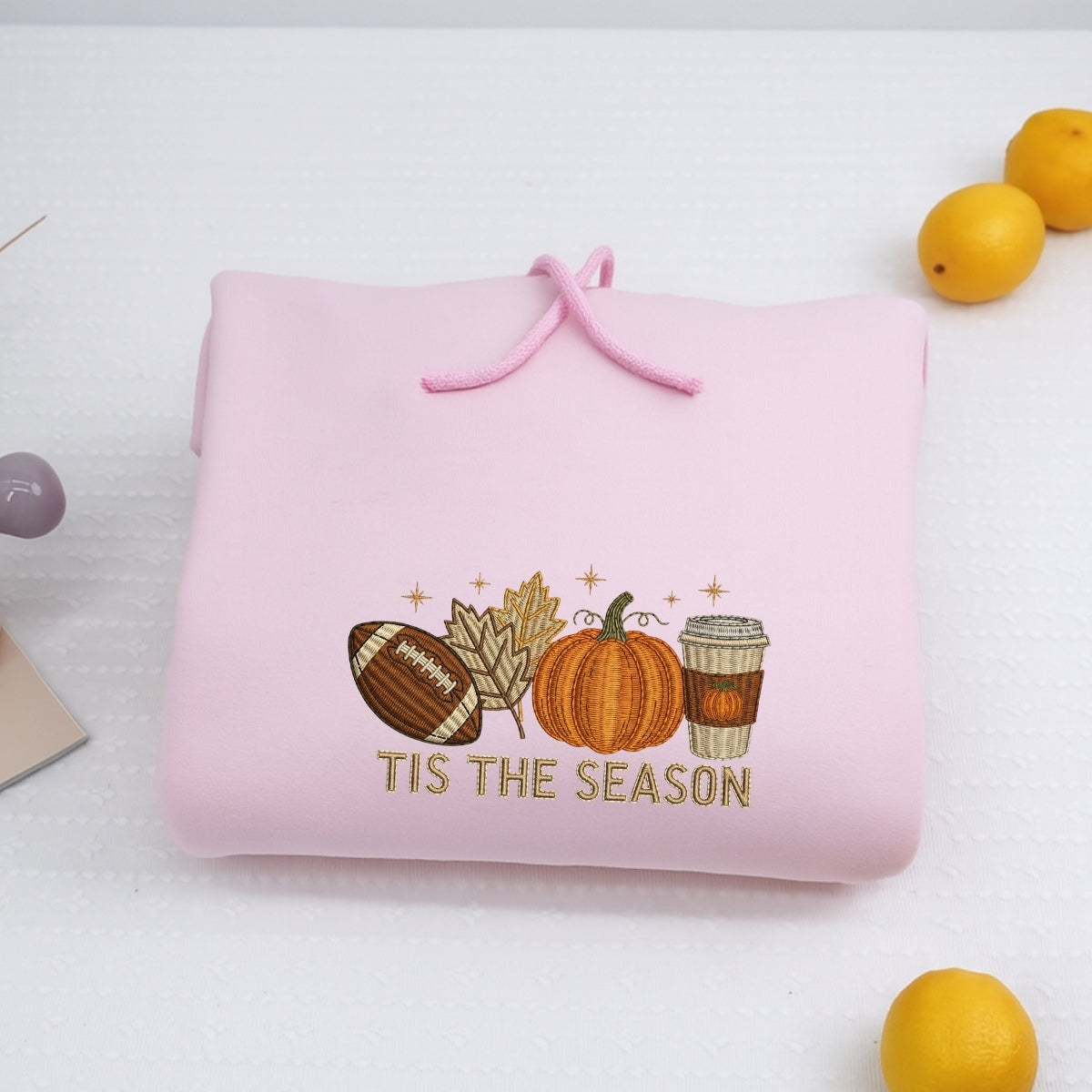 Football Pumpkin Spice Custom Embroidered Hoodie - Tis The Season Fall Sweatshirt - Autumn Gift