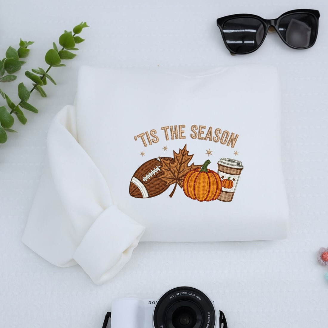 Autumn Custom Embroidered Sweatshirt - Tis The Season Fall Hoodie - Halloween Gift