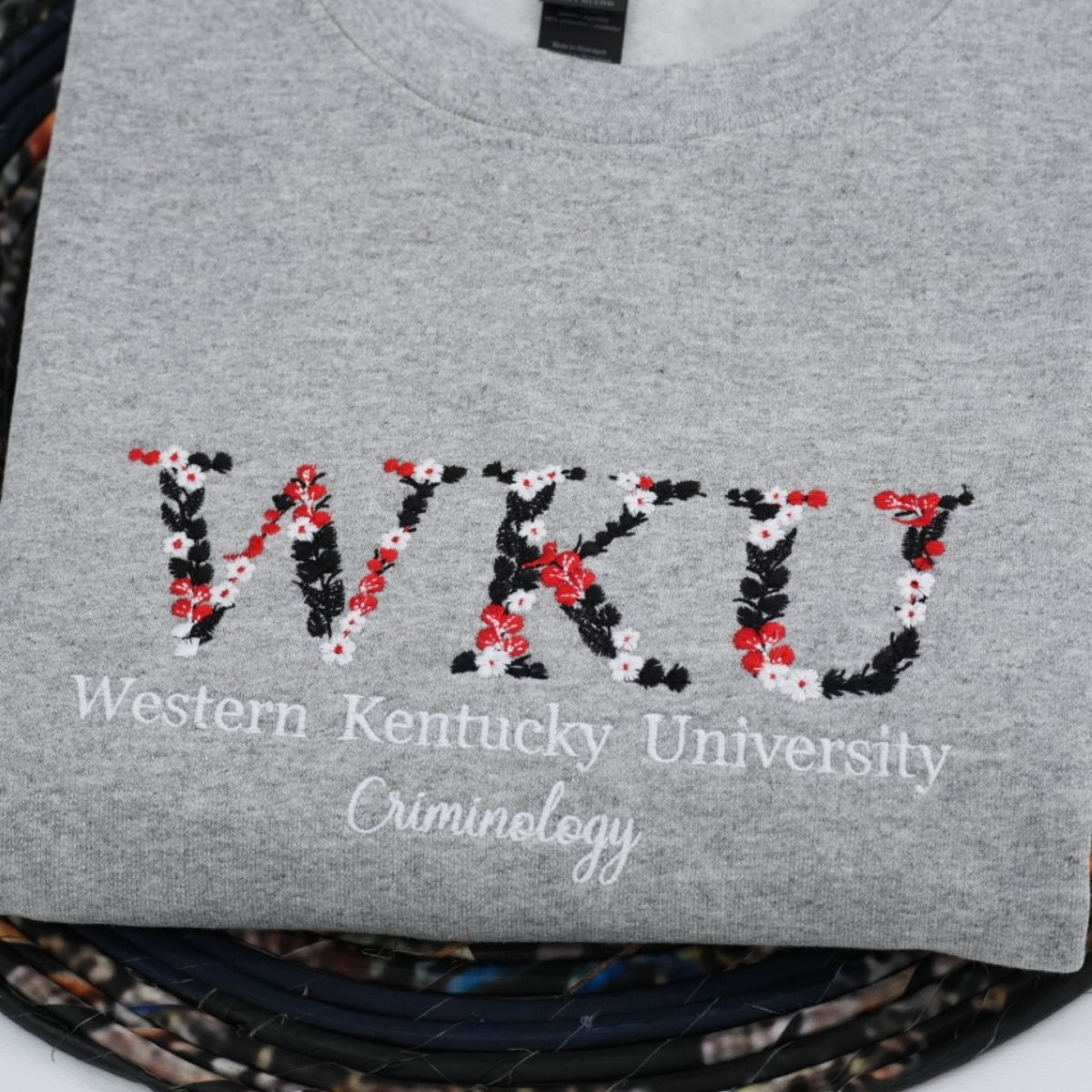 Floral Custom Embroidered Sweatshirt - University College Apparel - Student Alumni Gift