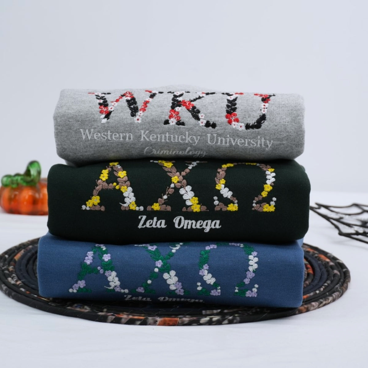 Floral Custom Embroidered Sweatshirt - University College Apparel - Student Alumni Gift